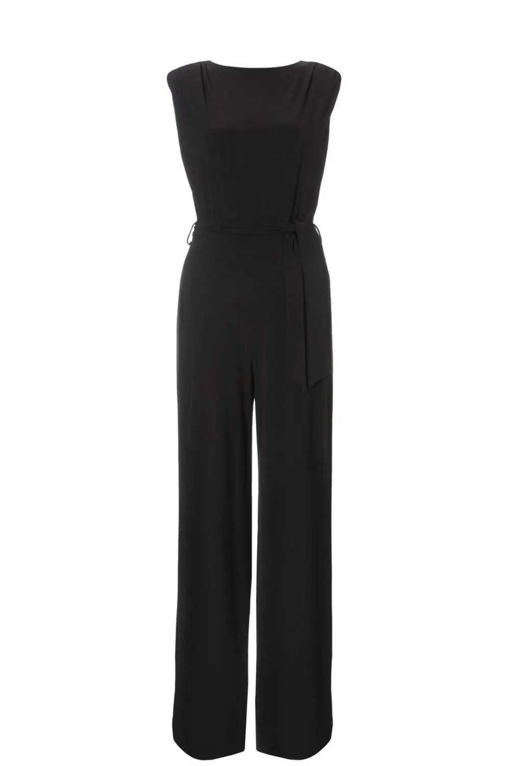 Quiz Going Out Jumpsuits|Evening Jumpsuits>Petite Black Tie Waist Jumpsuit