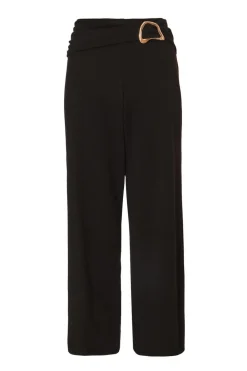 Quiz Workwear|Trousers>Petite Black Tie Waist Palazzo Trousers