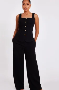 Quiz Day At The Races|Christening Guest>Petite Black Wide Leg Trousers
