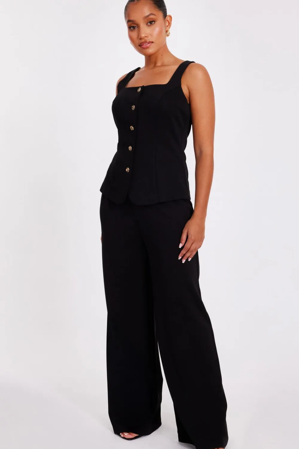 Quiz Day At The Races|Christening Guest>Petite Black Wide Leg Trousers