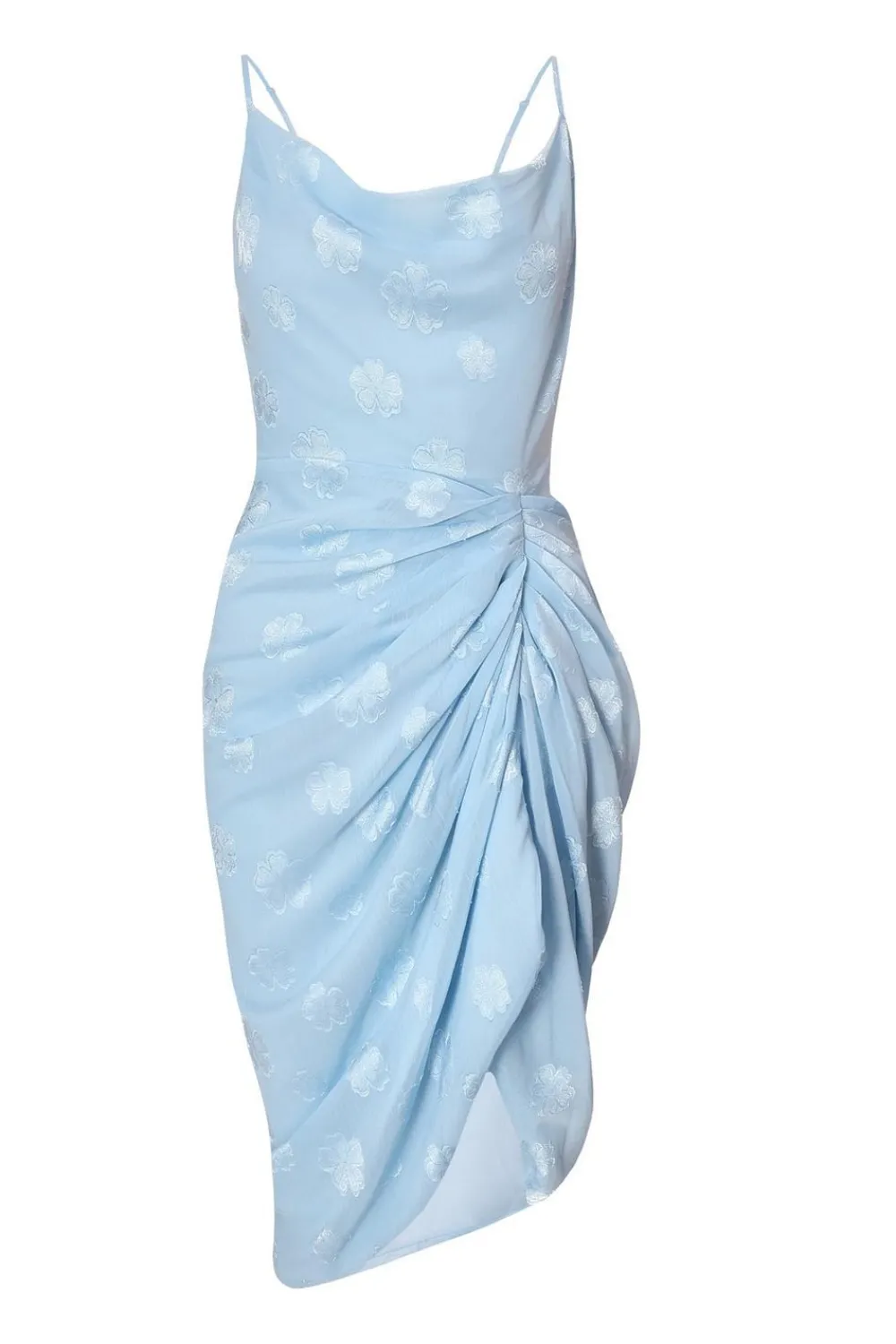 Quiz Day At The Races|Christening Guest>Petite Blue Chiffon Floral Midi Dress