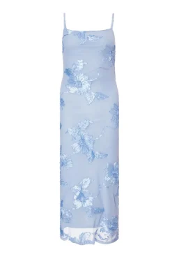 Quiz Day At The Races|Christening Guest>Petite Blue Floral Applique Midaxi Dress