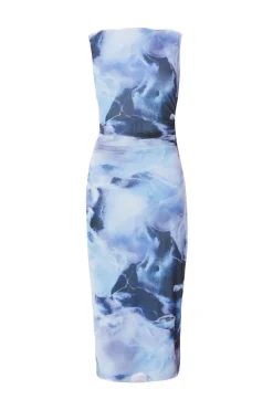 Quiz Going Out|Petite Dresses>Petite Blue Printed Midaxi Dress