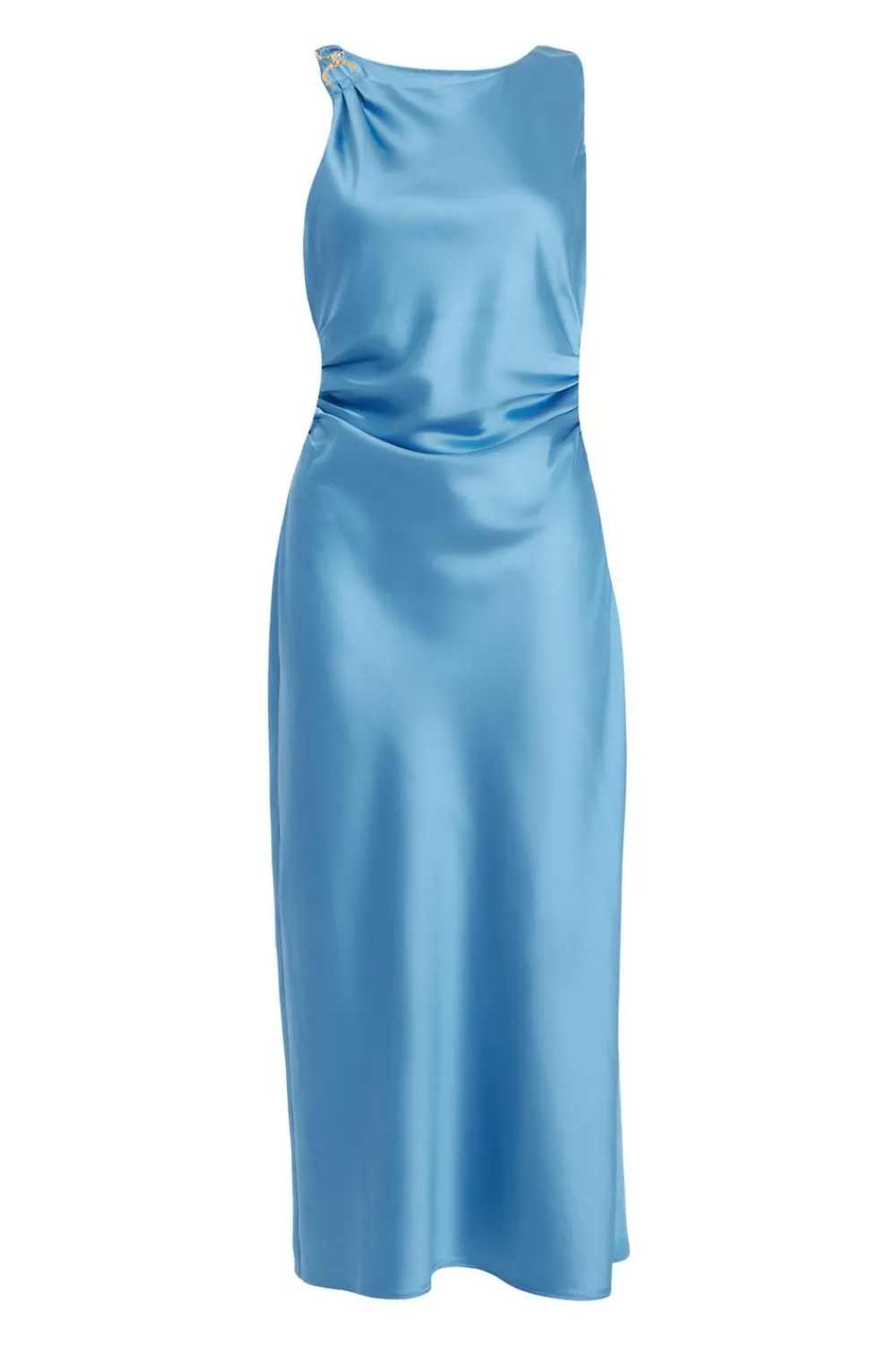 Quiz Day At The Races|Christening Guest>Petite Blue Satin Ruched Midaxi Dress