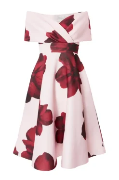 Quiz Summer Clothes|Petite Dresses>Petite Blush Bardot Floral Skater Dress
