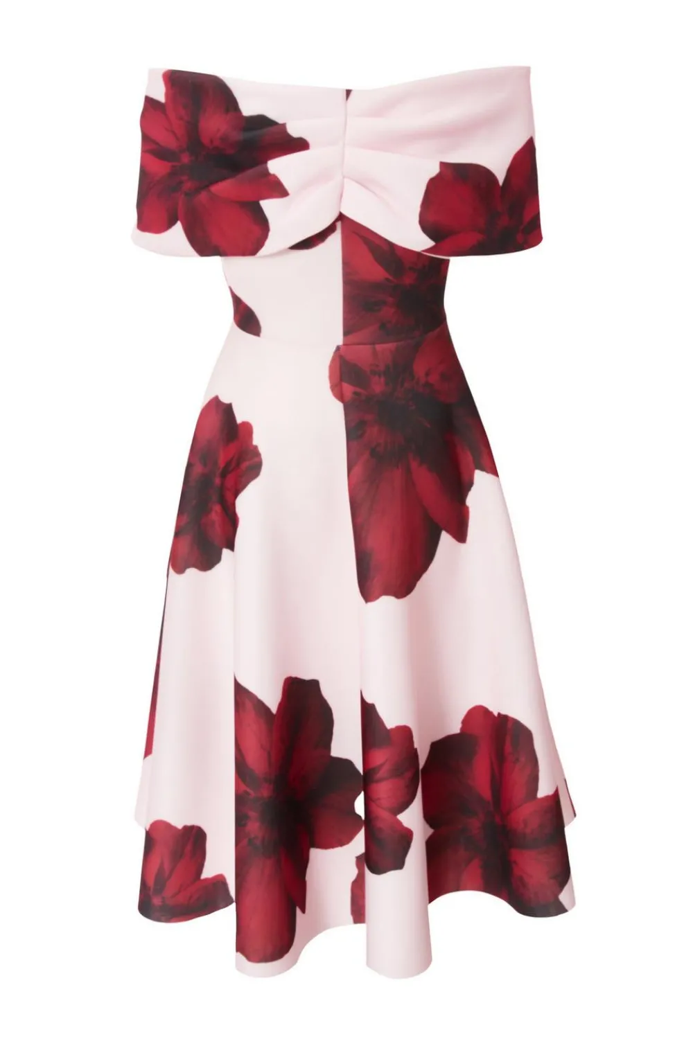 Quiz Summer Clothes|Petite Dresses>Petite Blush Bardot Floral Skater Dress