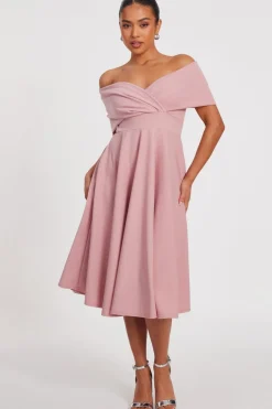Quiz Evening Dresses|Christening Guest>Petite Bardot Midi Dress