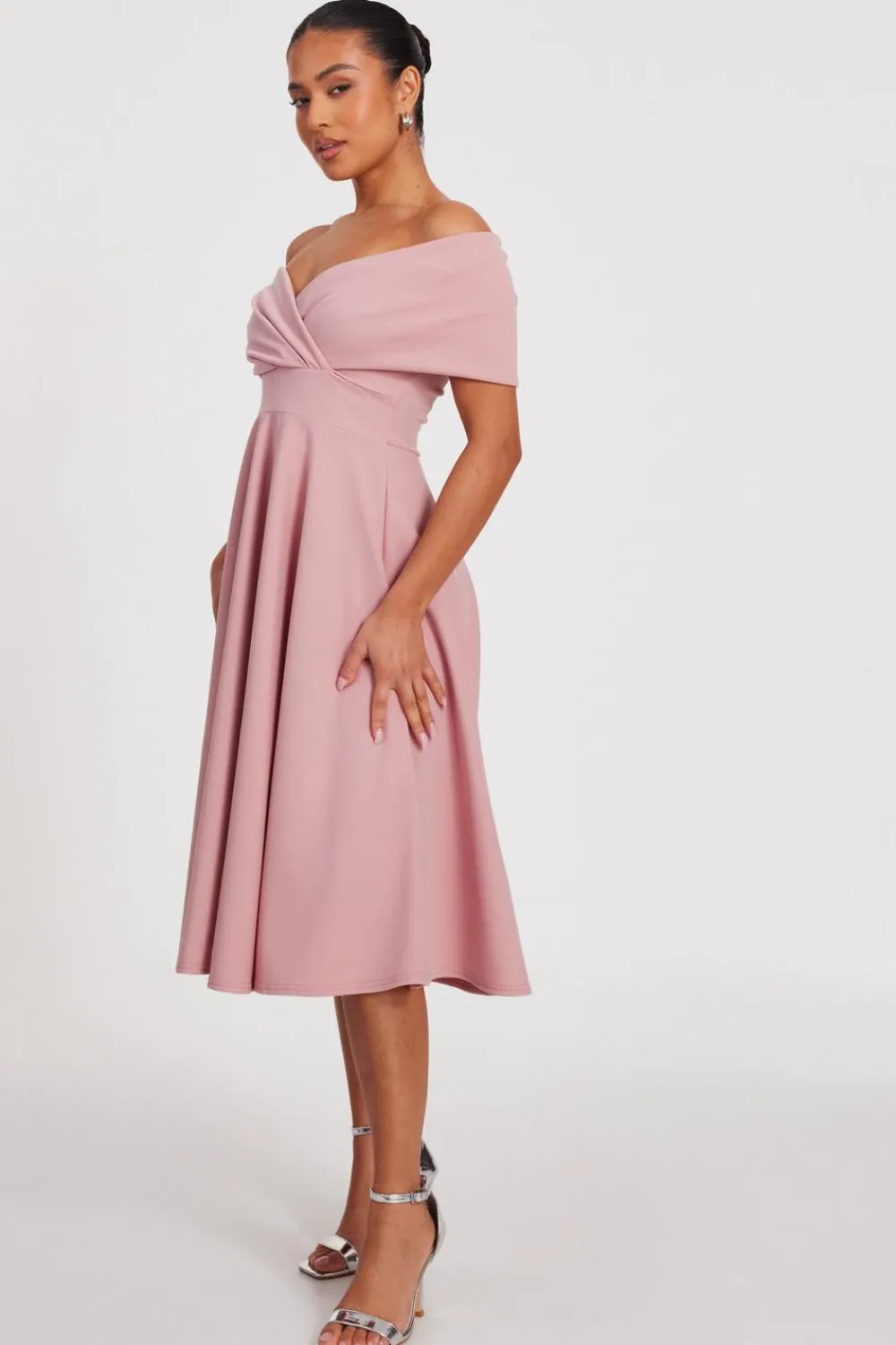 Quiz Evening Dresses|Christening Guest>Petite Bardot Midi Dress
