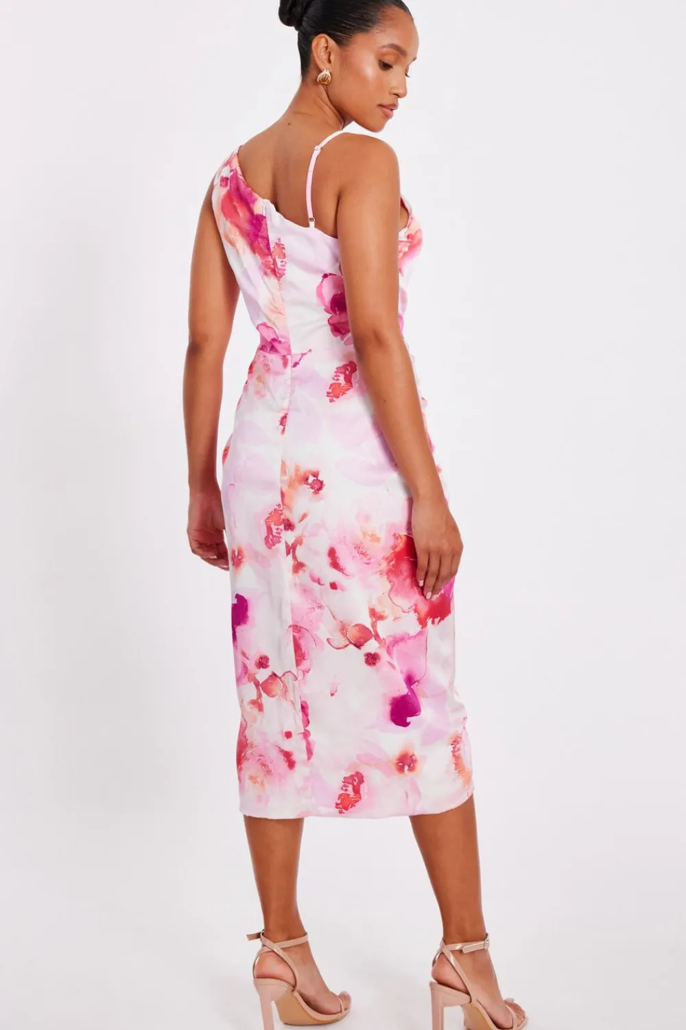 Quiz Day At The Races|Christening Guest>Petite Blush Floral Print Midi Dress