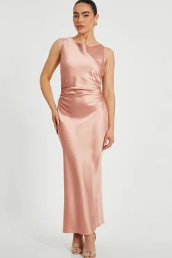 Quiz Prom Dresses|Prom & Ball>Petite Blush Satin Ruched Midaxi Dress
