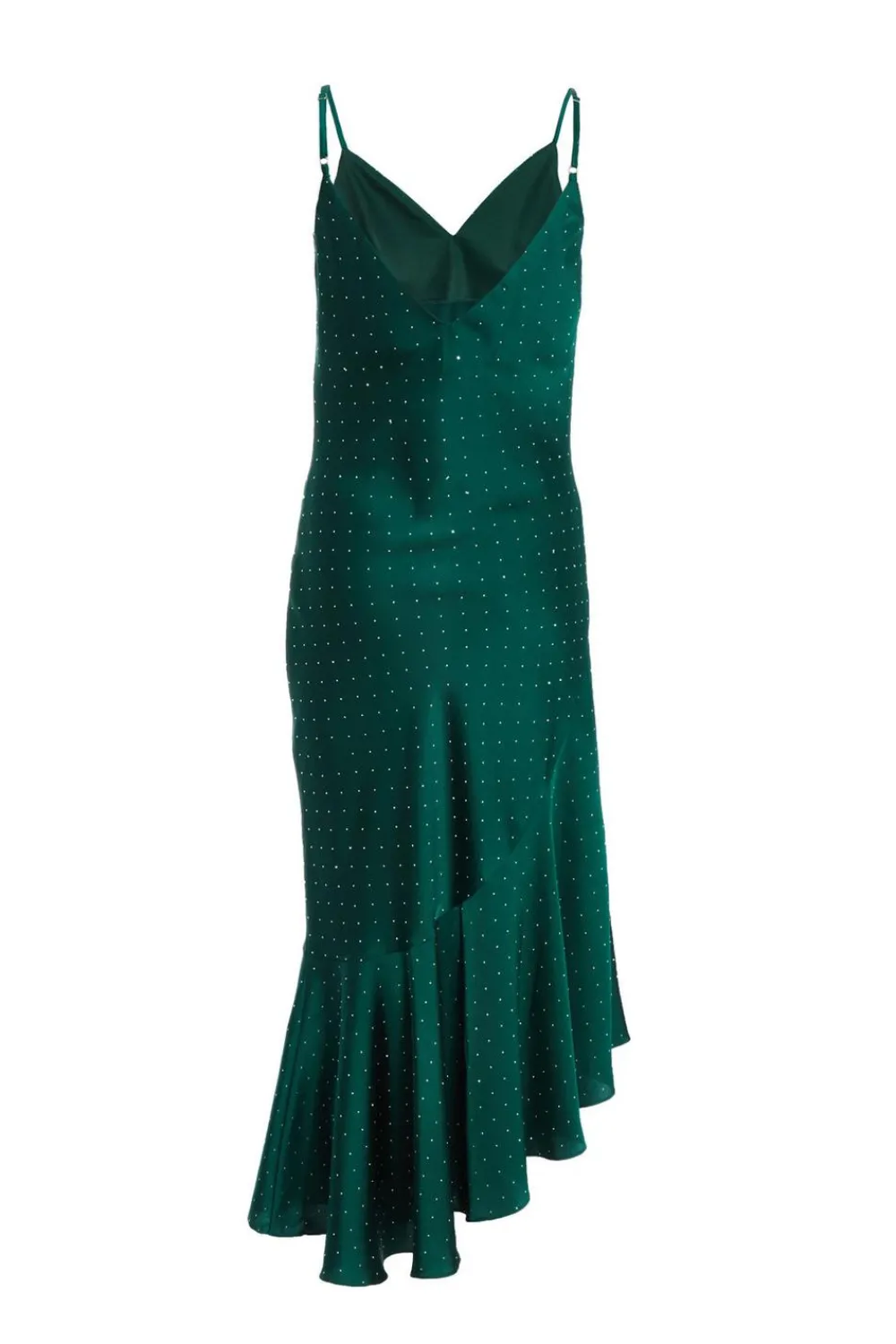 Quiz Prom Dresses|Evening Dresses>Petite Bottle Green Satin Asymmetric Midaxi Dress