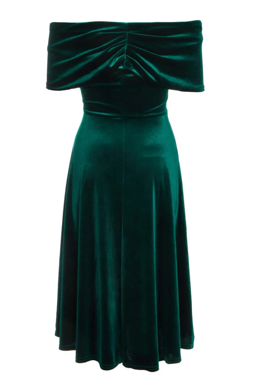 Quiz Prom & Ball|Evening Dresses>Petite Bottle Green Velvet Bardot Midi Dress