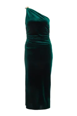 Quiz Evening Dresses|Prom Dresses>Petite Bottle Green Velvet Midaxi Dress