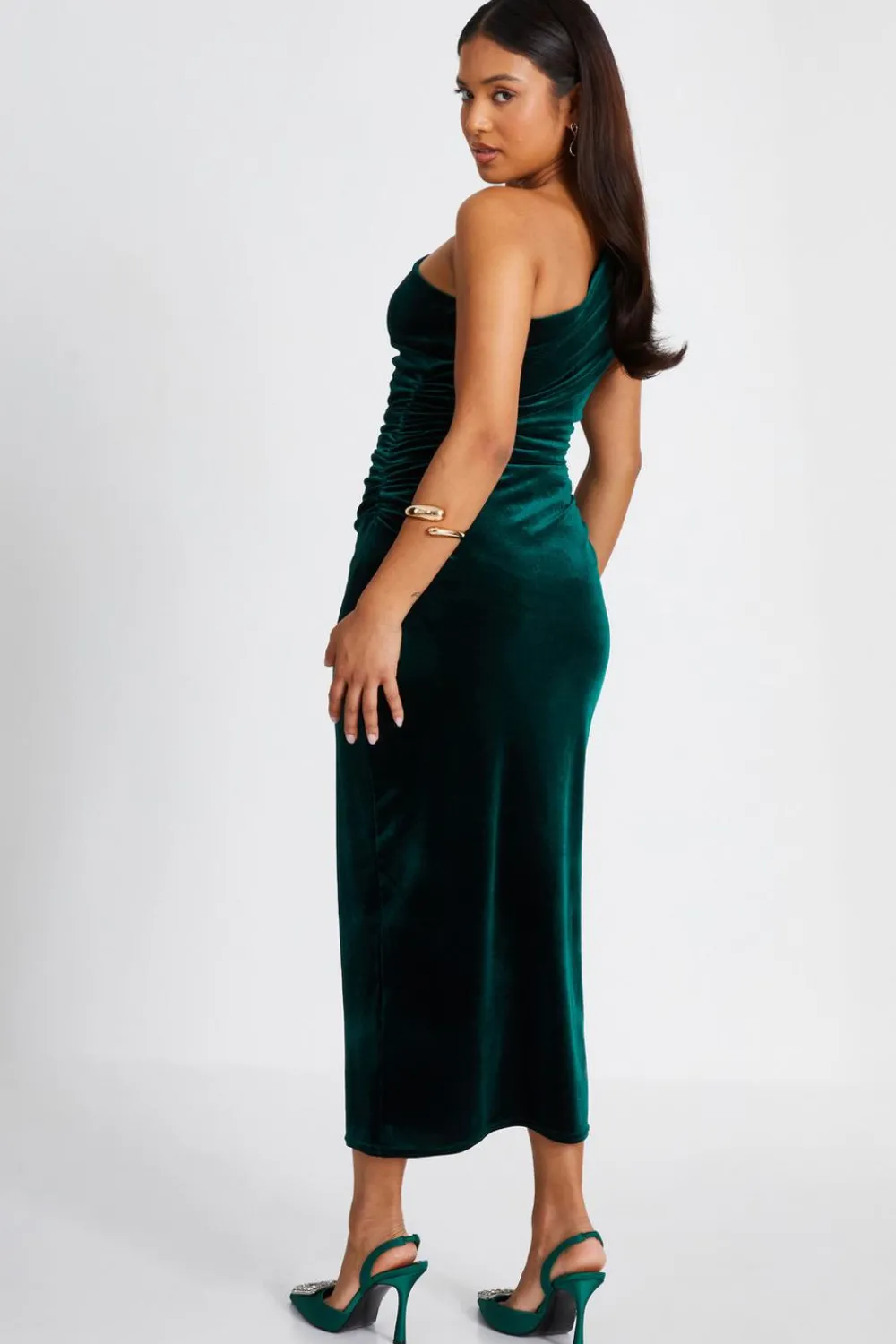 Quiz Evening Dresses|Prom Dresses>Petite Bottle Green Velvet Midaxi Dress