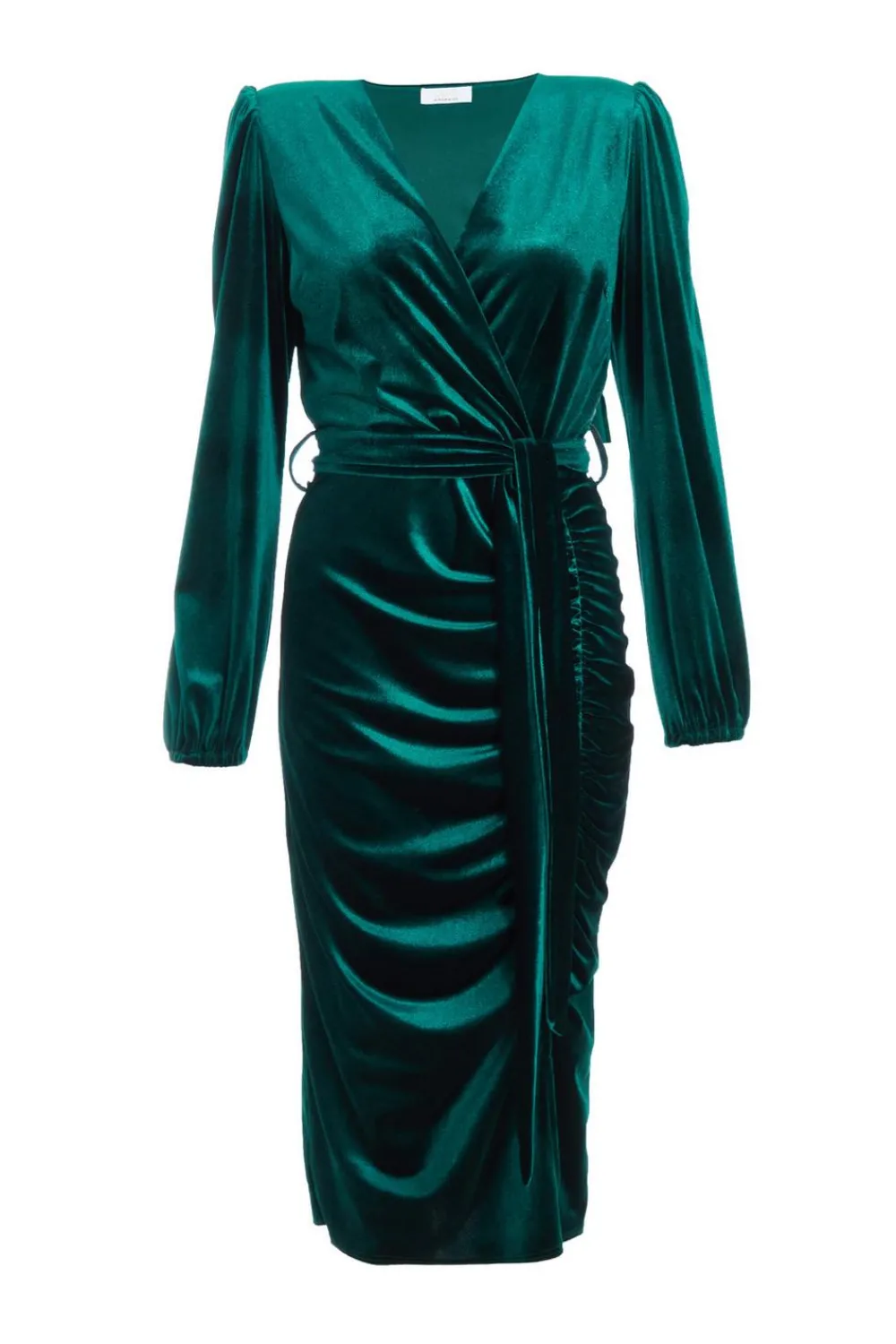 Quiz Evening Dresses|Wrap Dresses>Petite Bottle Green Velvet Midi Dress