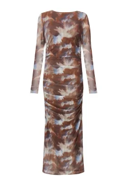 Quiz Going Out|Dresses>Petite Brown Mesh Midaxi Dress