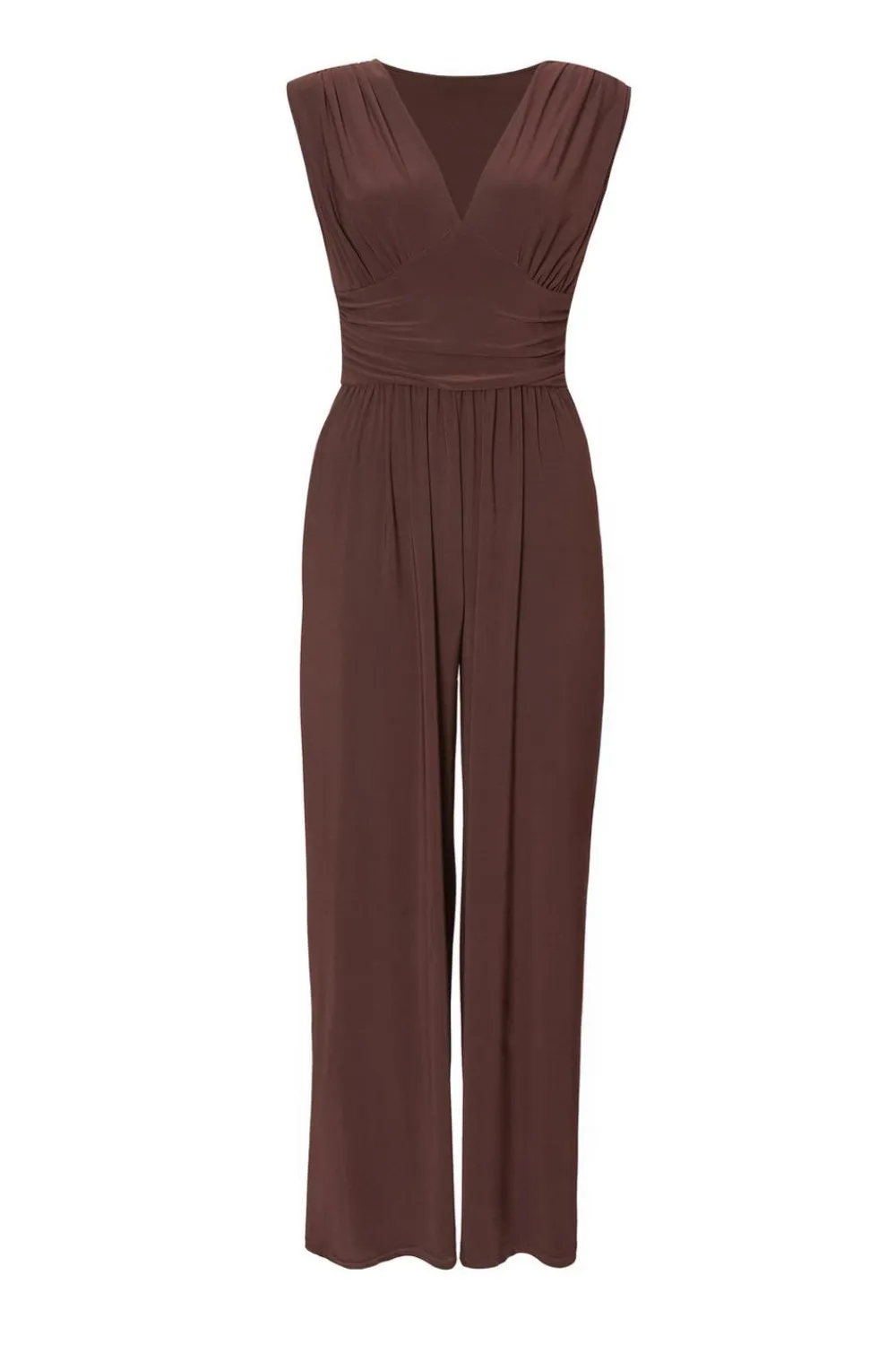 Quiz Going Out Jumpsuits|Evening Jumpsuits>Petite Brown Ruched Jumpsuit