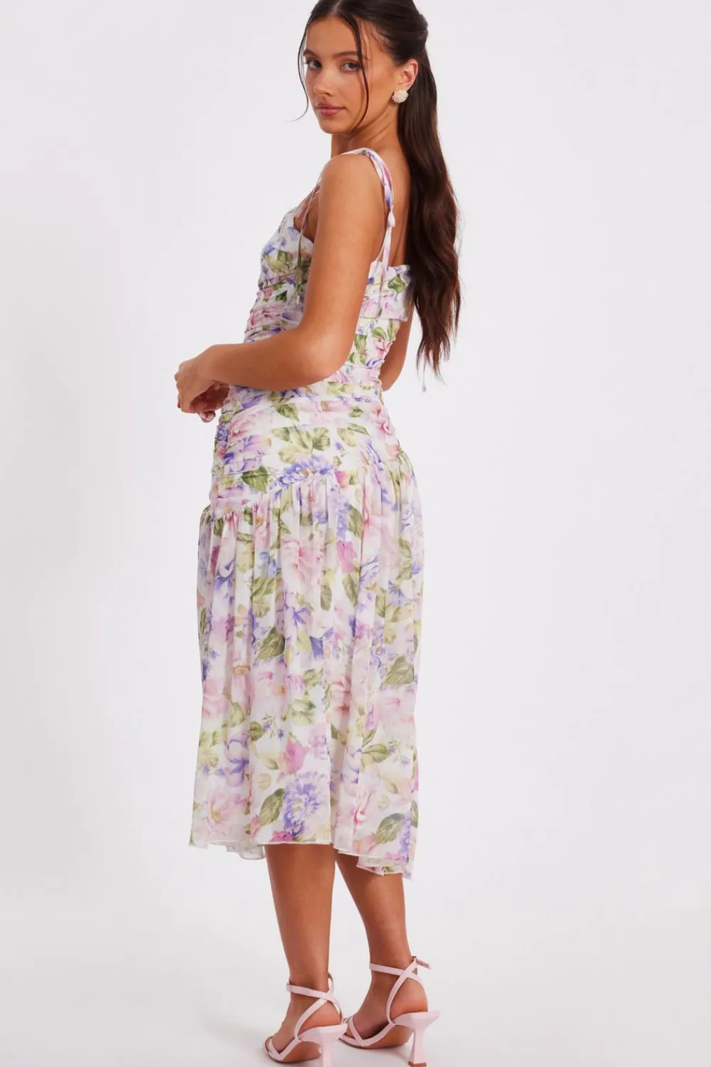 Quiz Day At The Races|Christening Guest>Petite Chiffon Floral Midi Dress