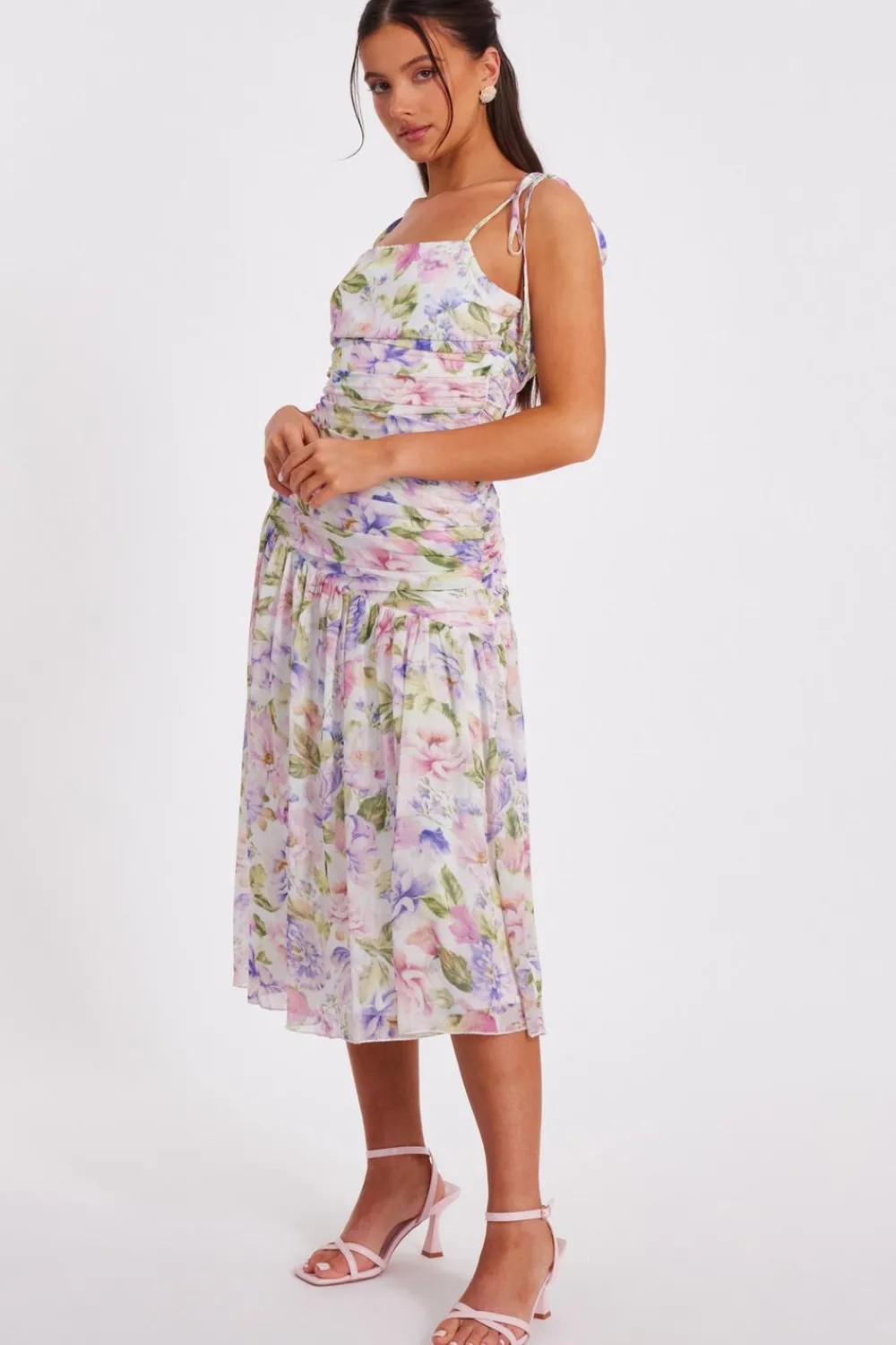 Quiz Day At The Races|Christening Guest>Petite Chiffon Floral Midi Dress