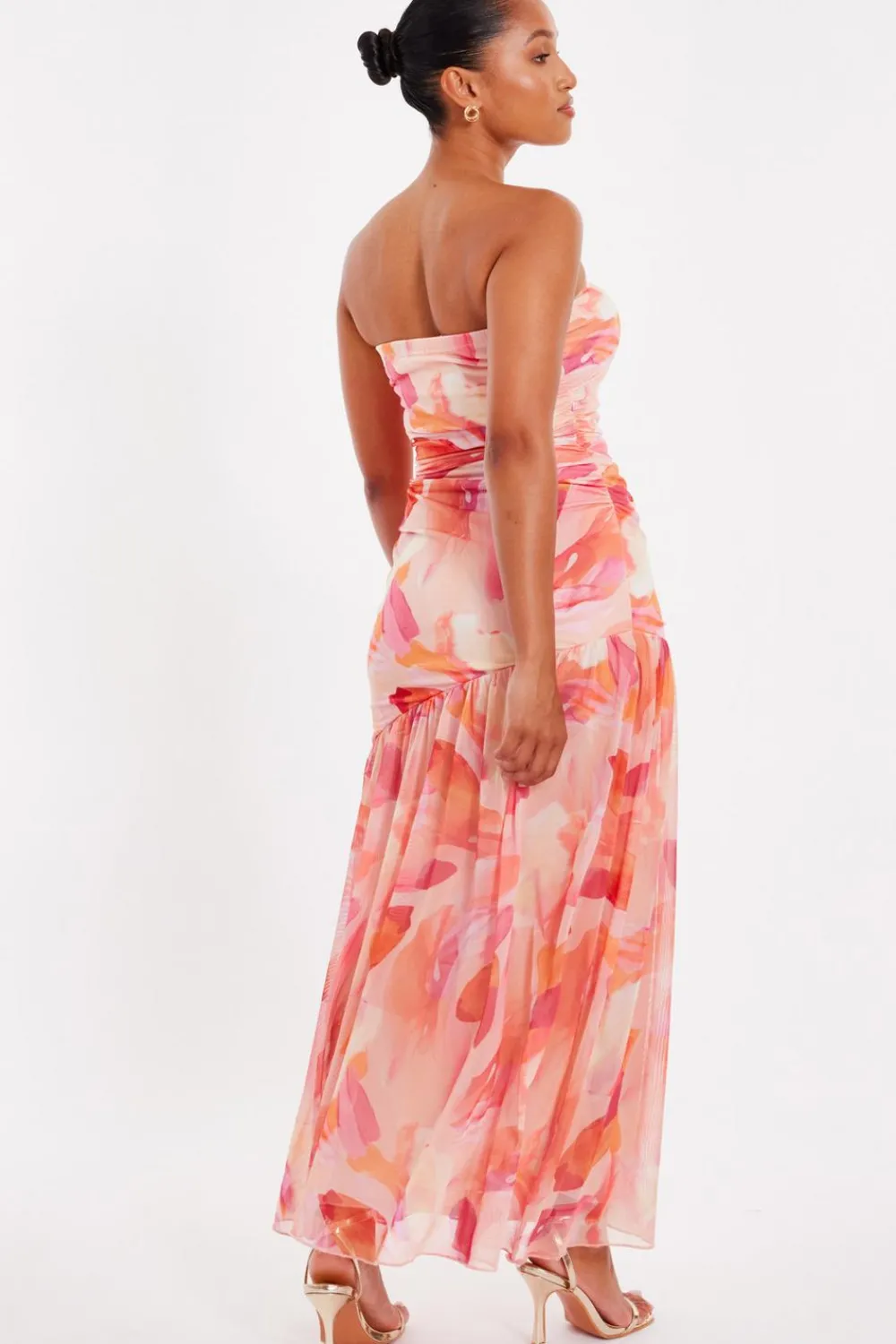 Quiz Day At The Races|Summer Clothes>Petite Coral Mesh Floral Midaxi Dress