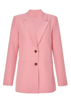 Quiz Summer Clothes|Modest>Petite Coral Woven Long Sleeve Blazer
