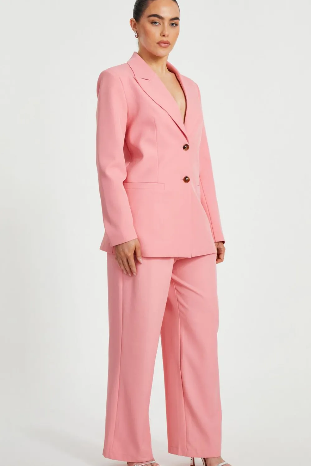 Quiz Summer Clothes|Modest>Petite Coral Woven Long Sleeve Blazer