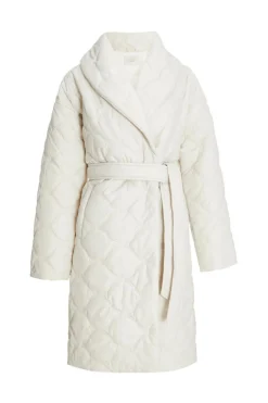 Quiz Jackets & Coats|Casual Clothing>Petite Cream Quilted Long Line Coat