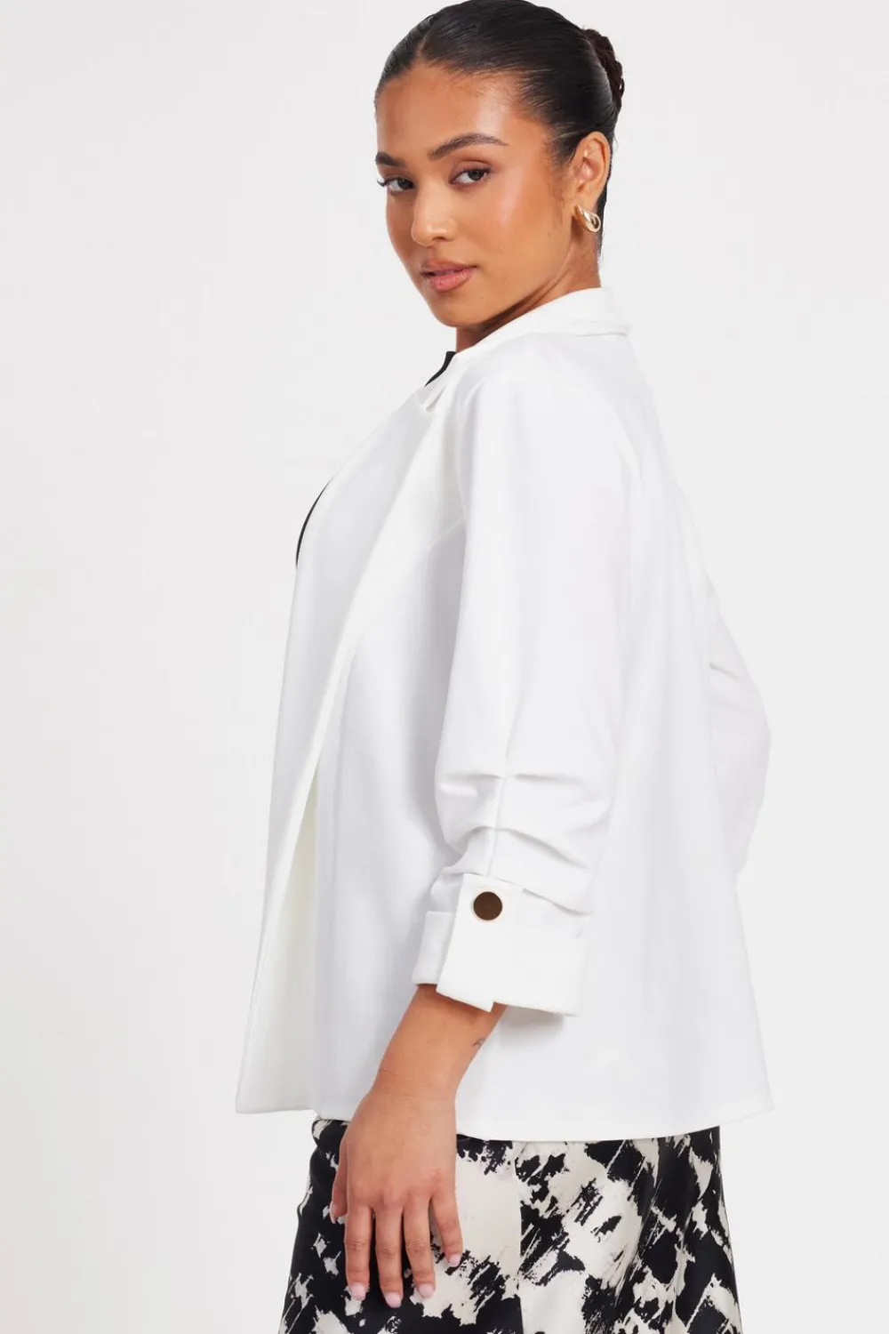 Quiz Workwear|Summer Clothes>Petite Ruched Sleeve Blazer