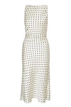 Quiz Day At The Races|Christening Guest>Petite Cream Satin Polka Dot Midaxi Dress