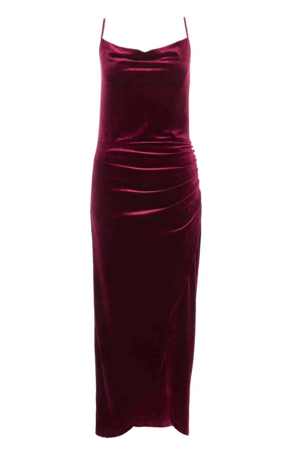 Quiz Evening Dresses|Trending: Red>Petite Dark Red Cowl Neck Midaxi Dress