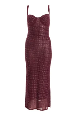 Quiz Evening Dresses|Going Out>Petite Dark Red Embellished Maxi Dress