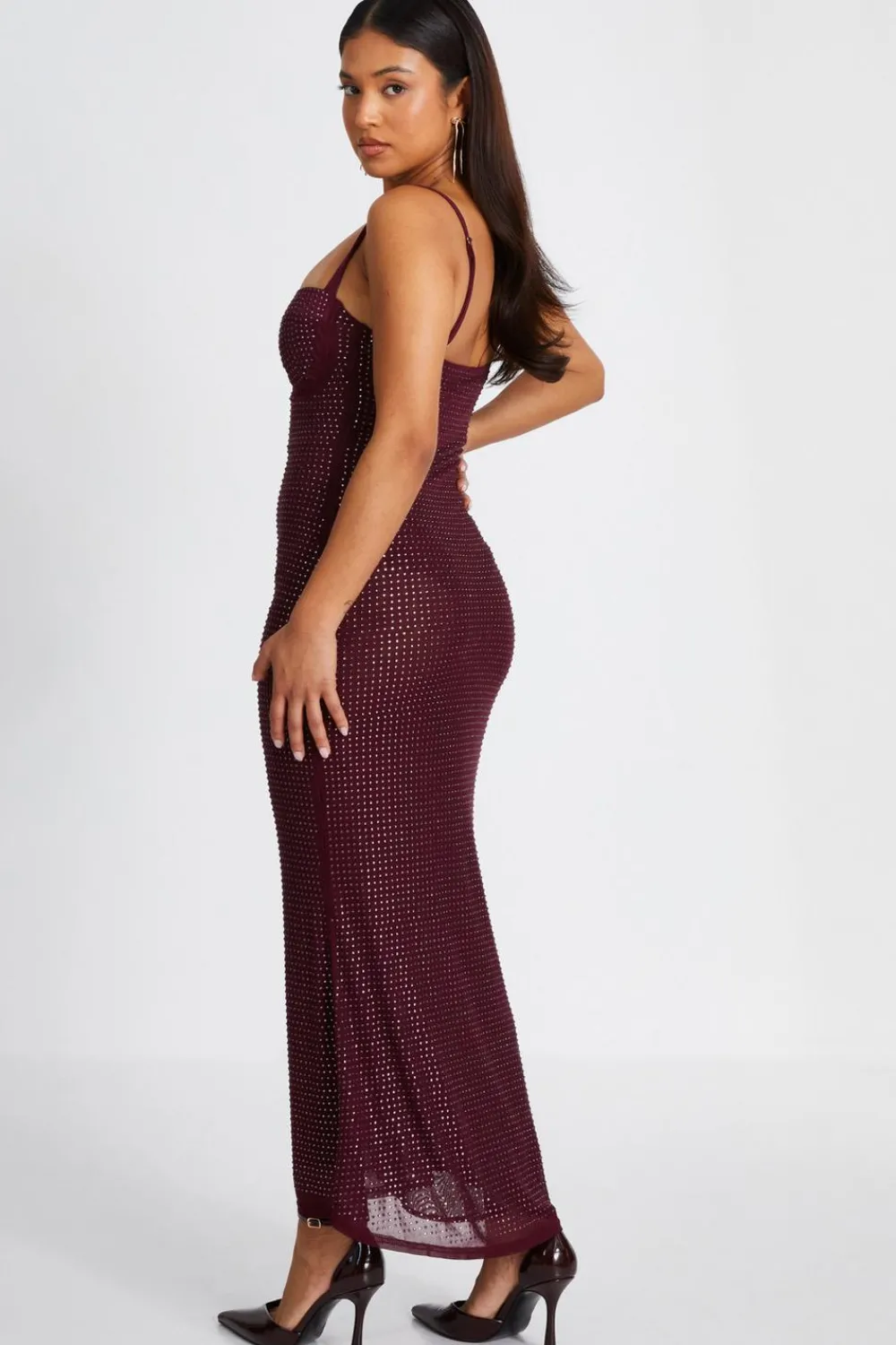 Quiz Evening Dresses|Going Out>Petite Dark Red Embellished Maxi Dress