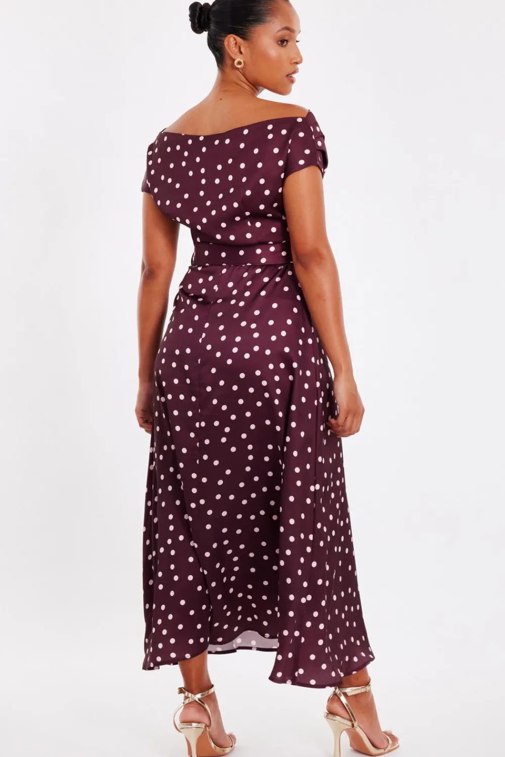 Quiz Evening Dresses|Day At The Races>Petite Dark Red Polka Dot Midaxi Dress