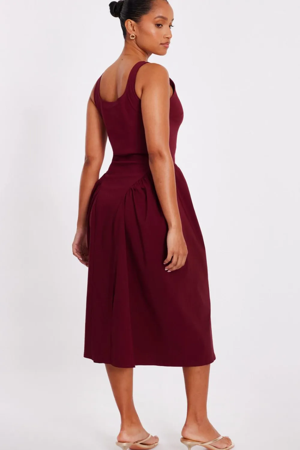 Quiz Christening Guest|Trending: Red>Petite Dark Red Ruched Side Midaxi Dress