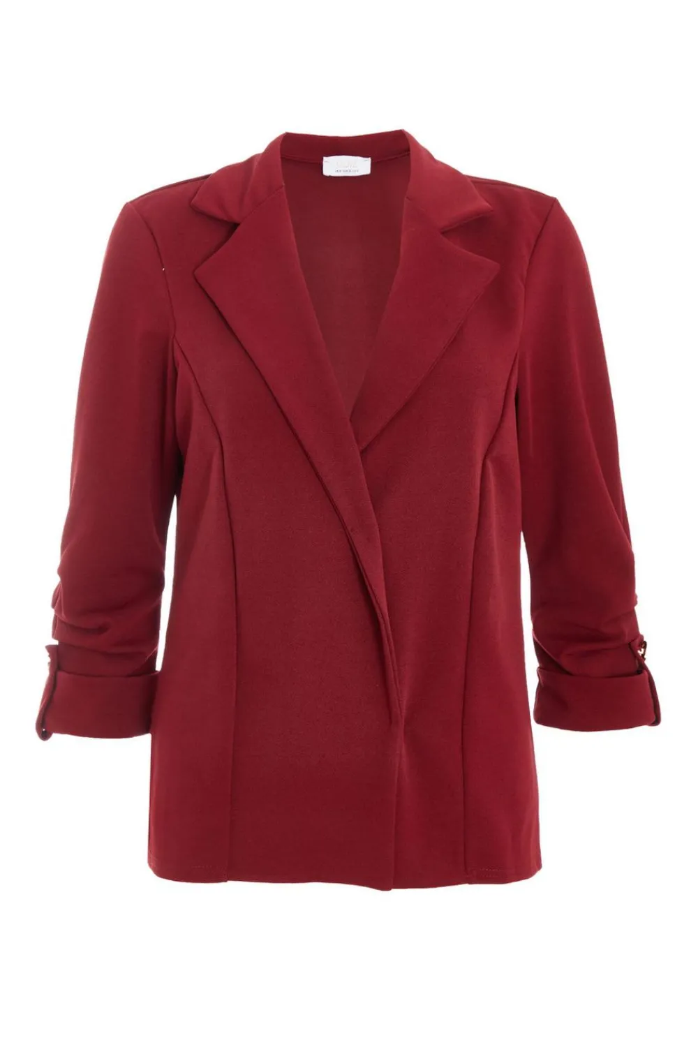 Quiz Workwear|Trending: Red>Petite Dark Red Ruched Sleeve Blazer