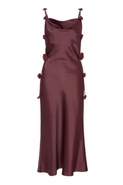 Quiz Day At The Races|Christening Guest>Petite Dark Red Satin Midaxi Dress