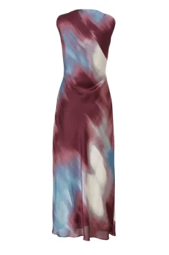 Quiz Day At The Races|Christening Guest>Petite Dark Red Satin Printed Midaxi Dress