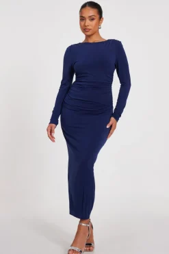 Quiz Modest|Petite Dresses>Petite Indigo Ruched Midaxi Dress