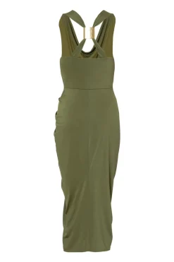 Quiz Day At The Races|Christening Guest>Petite Khaki Cowl Neck Midi Dress