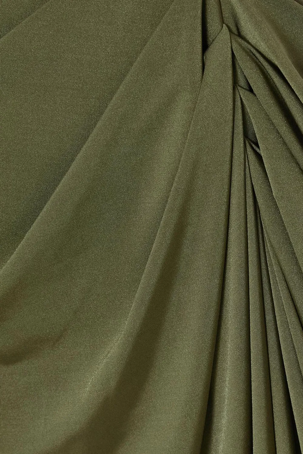 Quiz Day At The Races|Christening Guest>Petite Khaki Cowl Neck Midi Dress