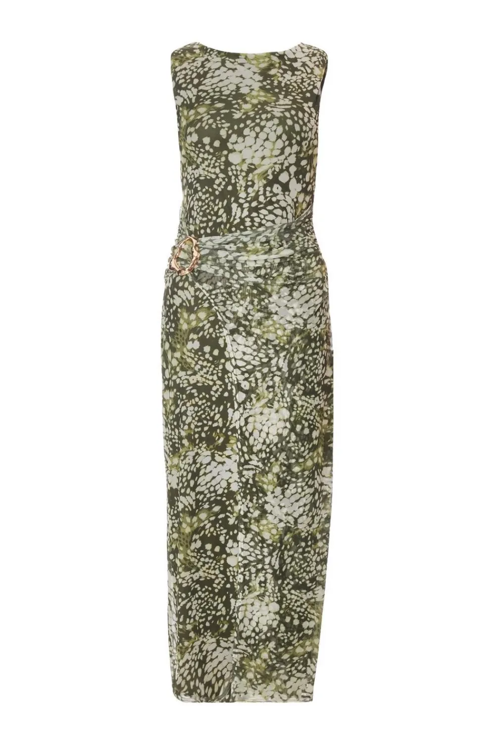 Quiz Going Out|Dresses>Petite Khaki Mesh Animal Print Midaxi Dress