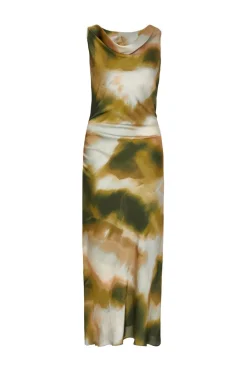 Quiz Day At The Races|Christening Guest>Petite Khaki Satin Printed Midaxi Dress