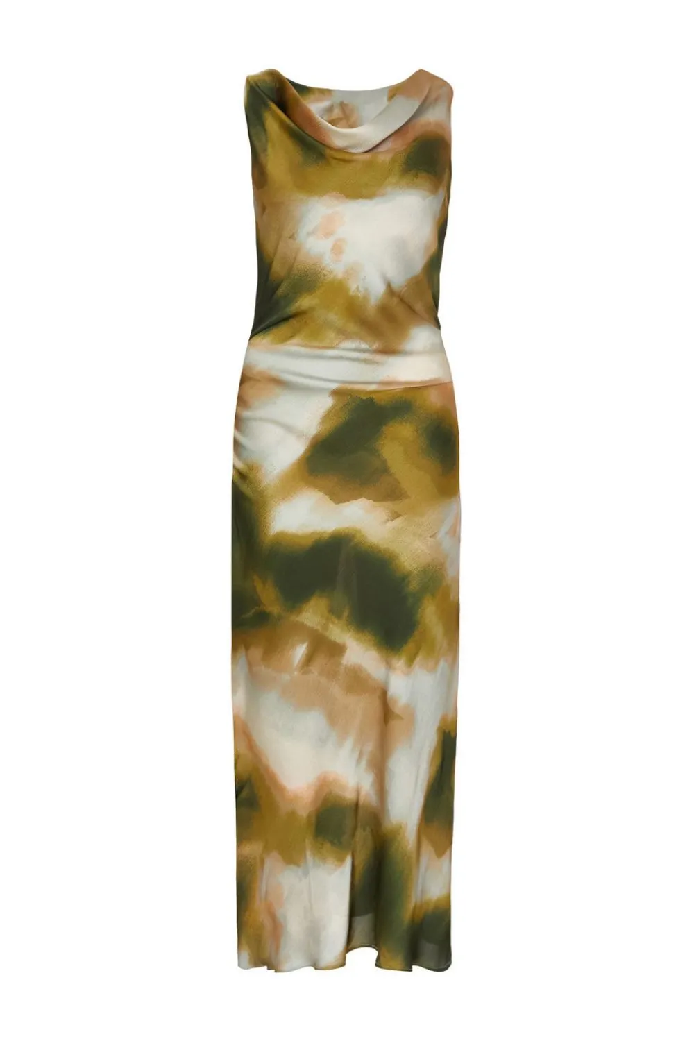 Quiz Day At The Races|Christening Guest>Petite Khaki Satin Printed Midaxi Dress