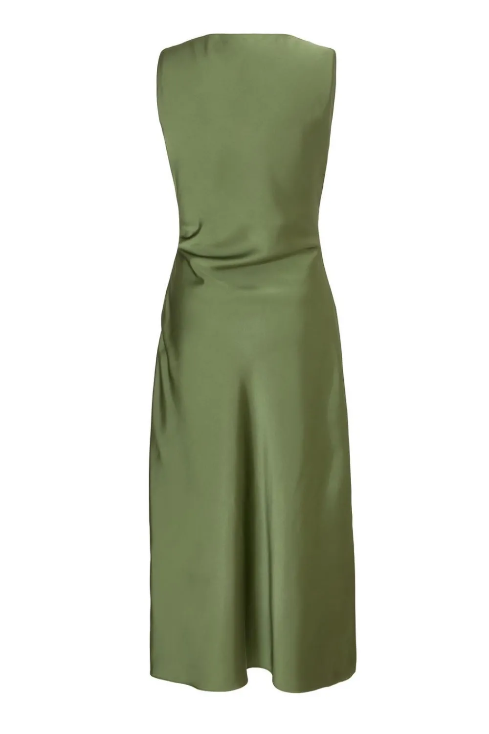 Quiz Day At The Races|Christening Guest>Petite Khaki Satin Ruched Midi Dress