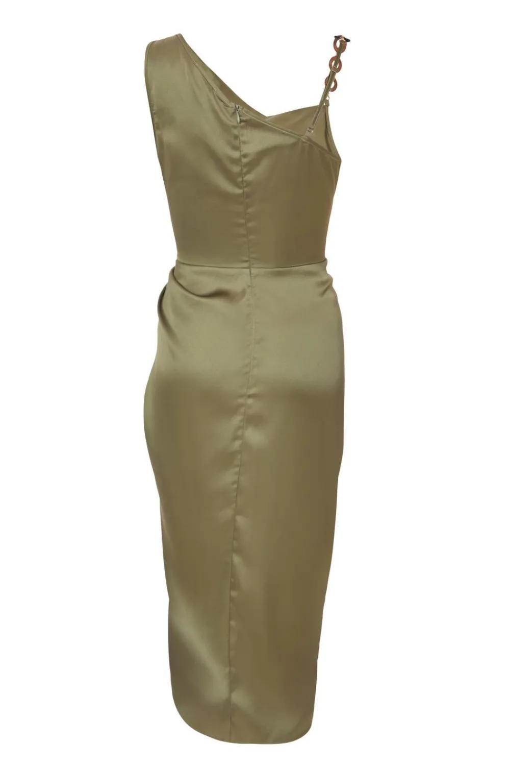 Quiz Day At The Races|Christening Guest>Petite Khaki Satin Ruched Midi Dress