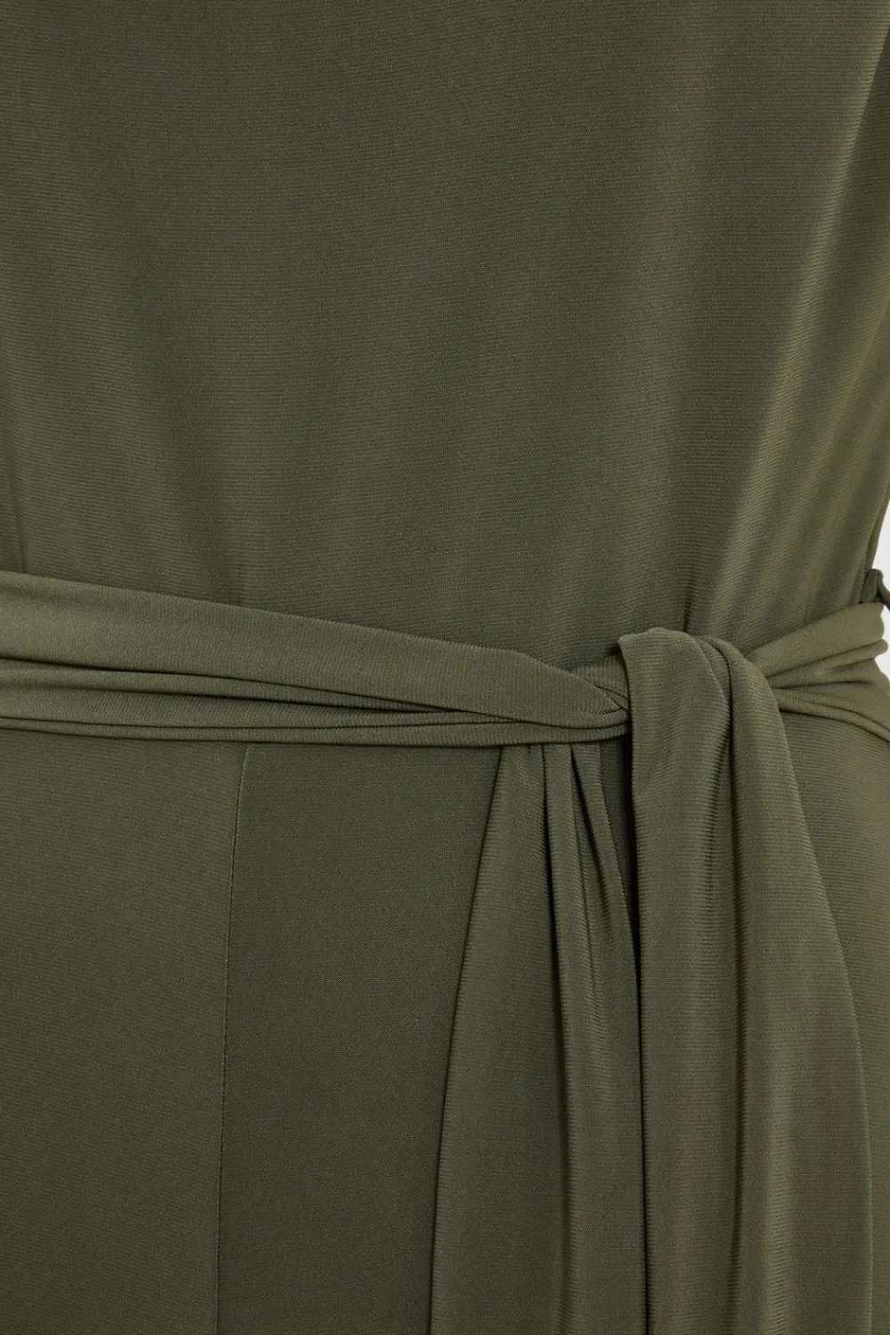 Quiz Going Out Jumpsuits|Jumpsuits>Petite Khaki Tie Waist Jumpsuit
