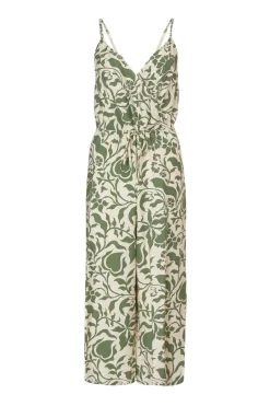 Quiz Summer Jumpsuits|Summer Clothes>Petite Khaki Tropical Print Jumpsuit