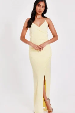 Quiz Evening Dresses|Dresses>Petite Lemon Diamante Strap Maxi Dress