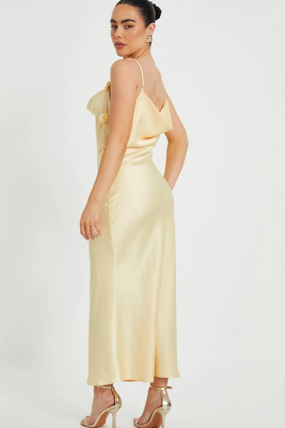 Quiz Day At The Races|Christening Guest>Petite Lemon Satin Midaxi Dress