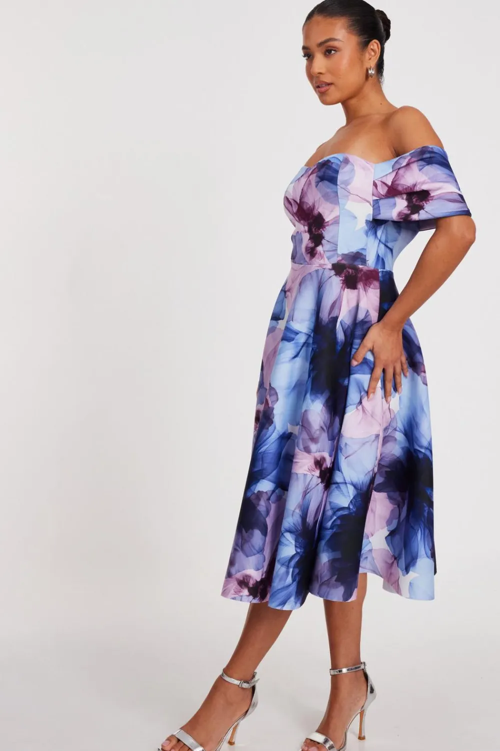 Quiz Day At The Races|Florals>Petite Light Blue Floral Skater Dress